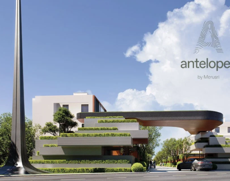 Merusri Antelopes main elevation — luxury G+2 villa exterior in Devanahalli, North Bangalore